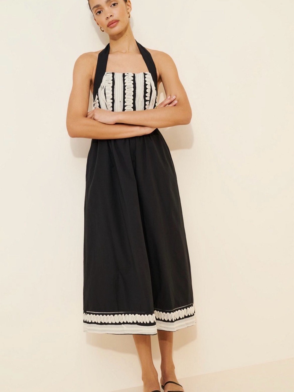 Adelyn Rae Black Dress with White Contrast Trim